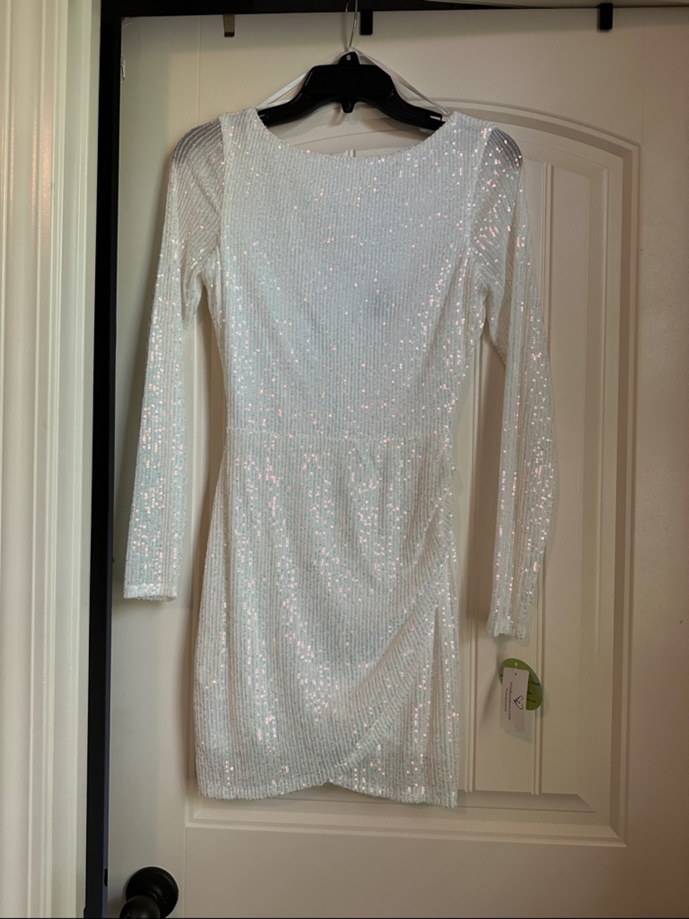Windsor White Sequin Long Sleeve Mini Dress